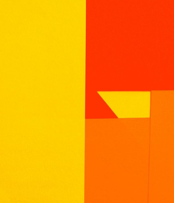 Abstract orange and dark grey geometric harmony composition